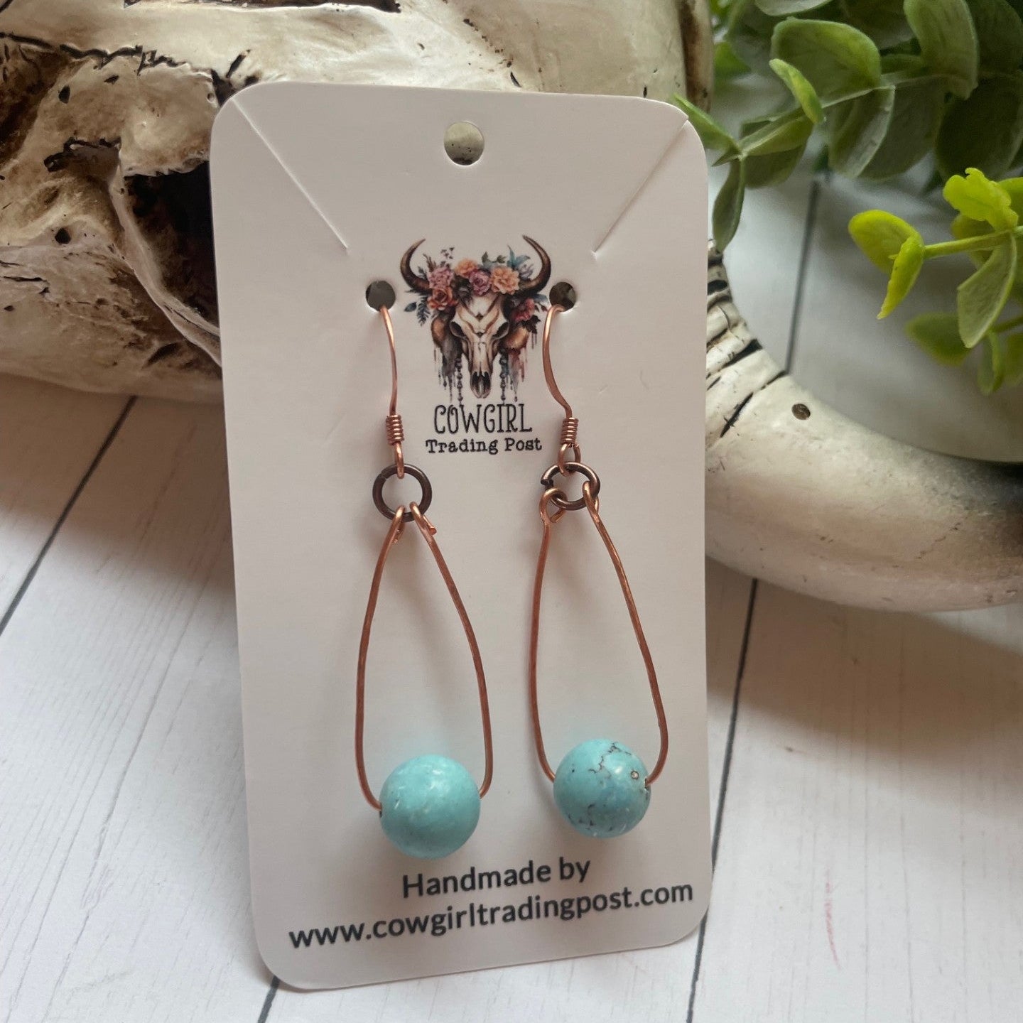 Copper and Turquoise Bead Earrings