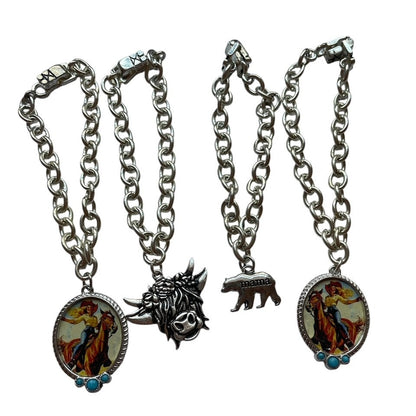 Large Link Bracelet with Western Charm