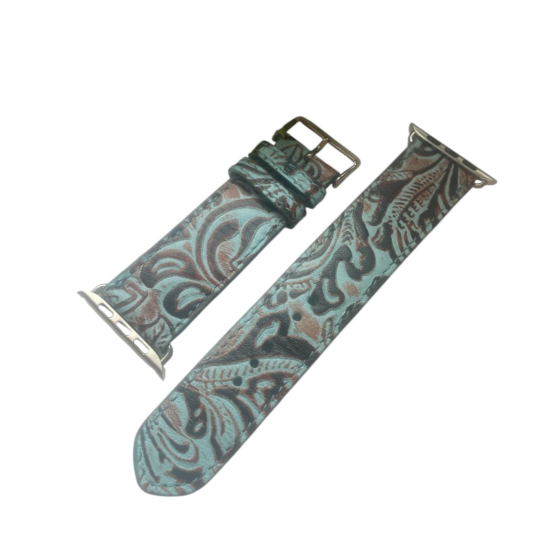 Patterned watch strap on a white background