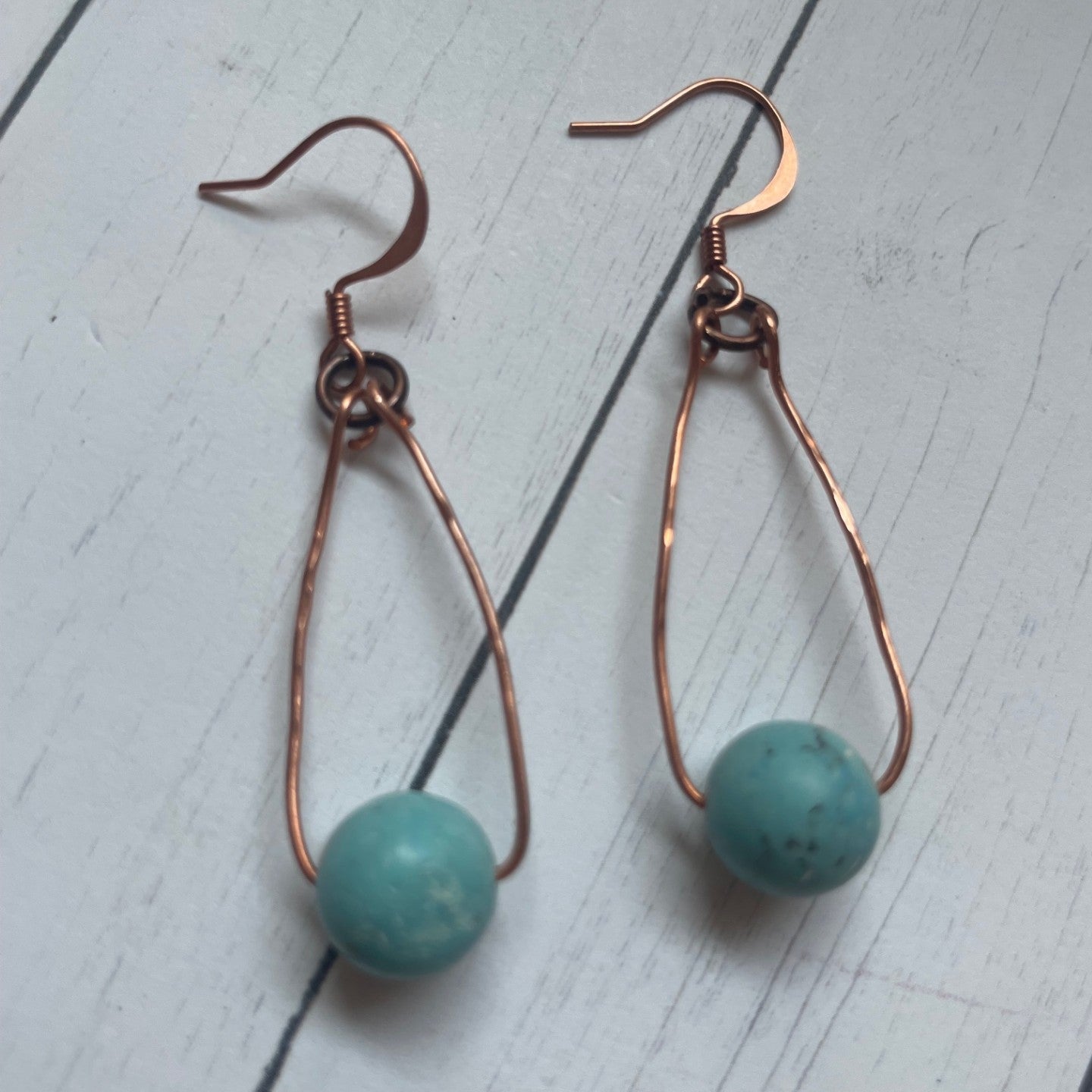 Copper and turquoise bead earrings
