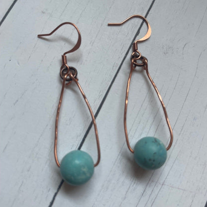 Copper and turquoise bead earrings
