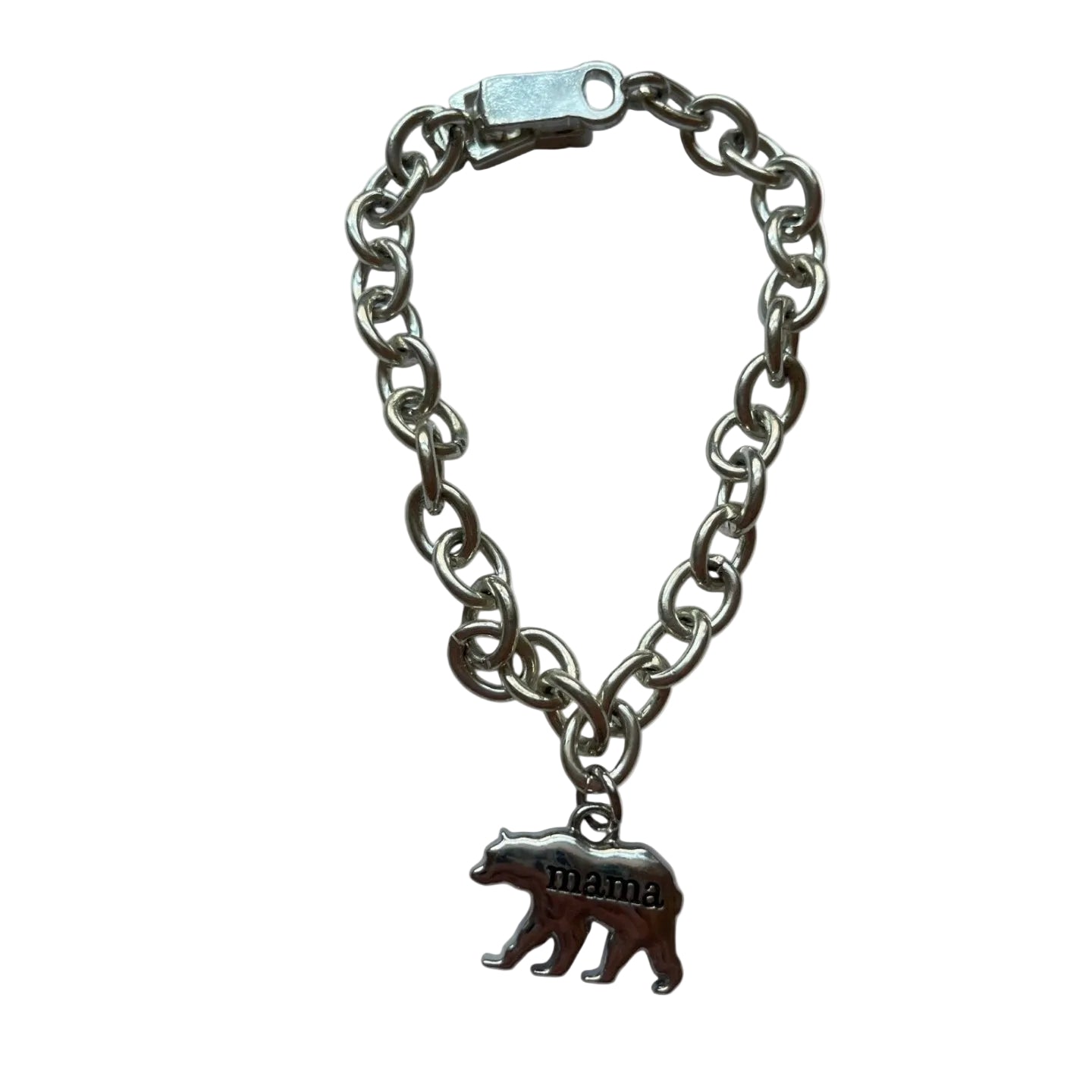 A silver-toned metal chain bracelet with a small horse-shaped charm engraved with the brand name 'Bellerose'.
