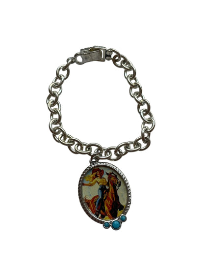 Large Link Bracelet with Western Charm