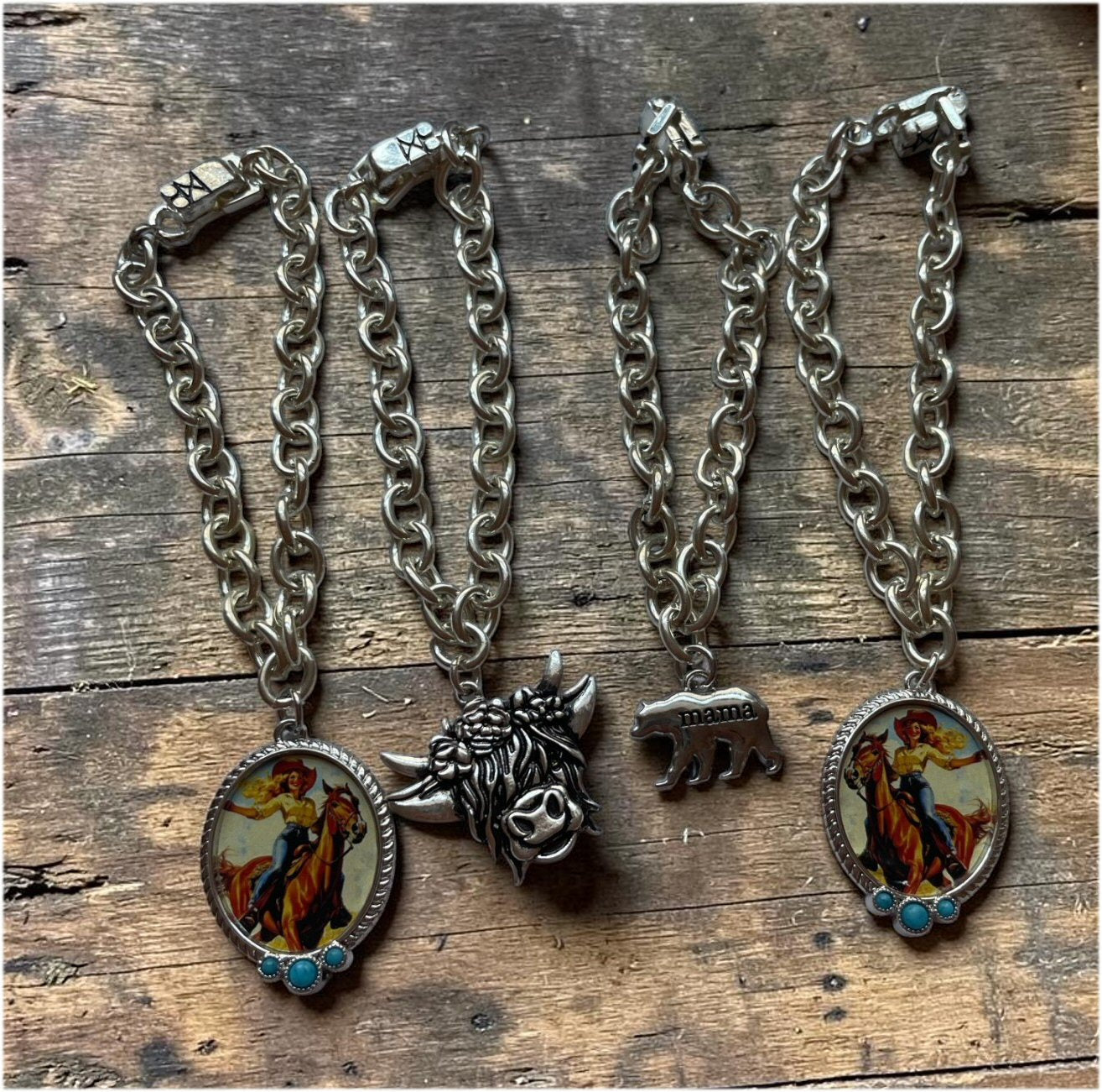 Large Link Bracelet with Western Charm