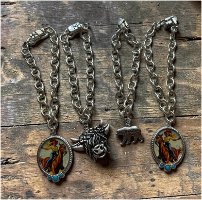 Large Link Bracelet with Western Charm