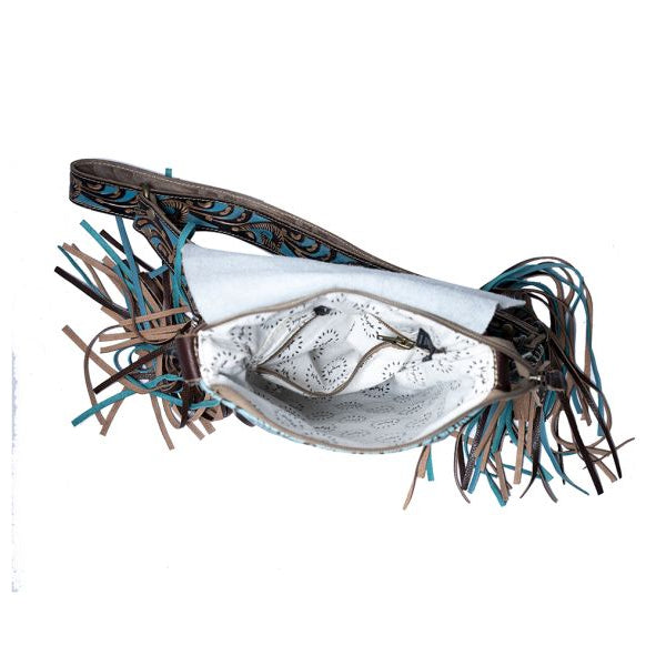 Decorative headband with feathers and a central white element on a white background