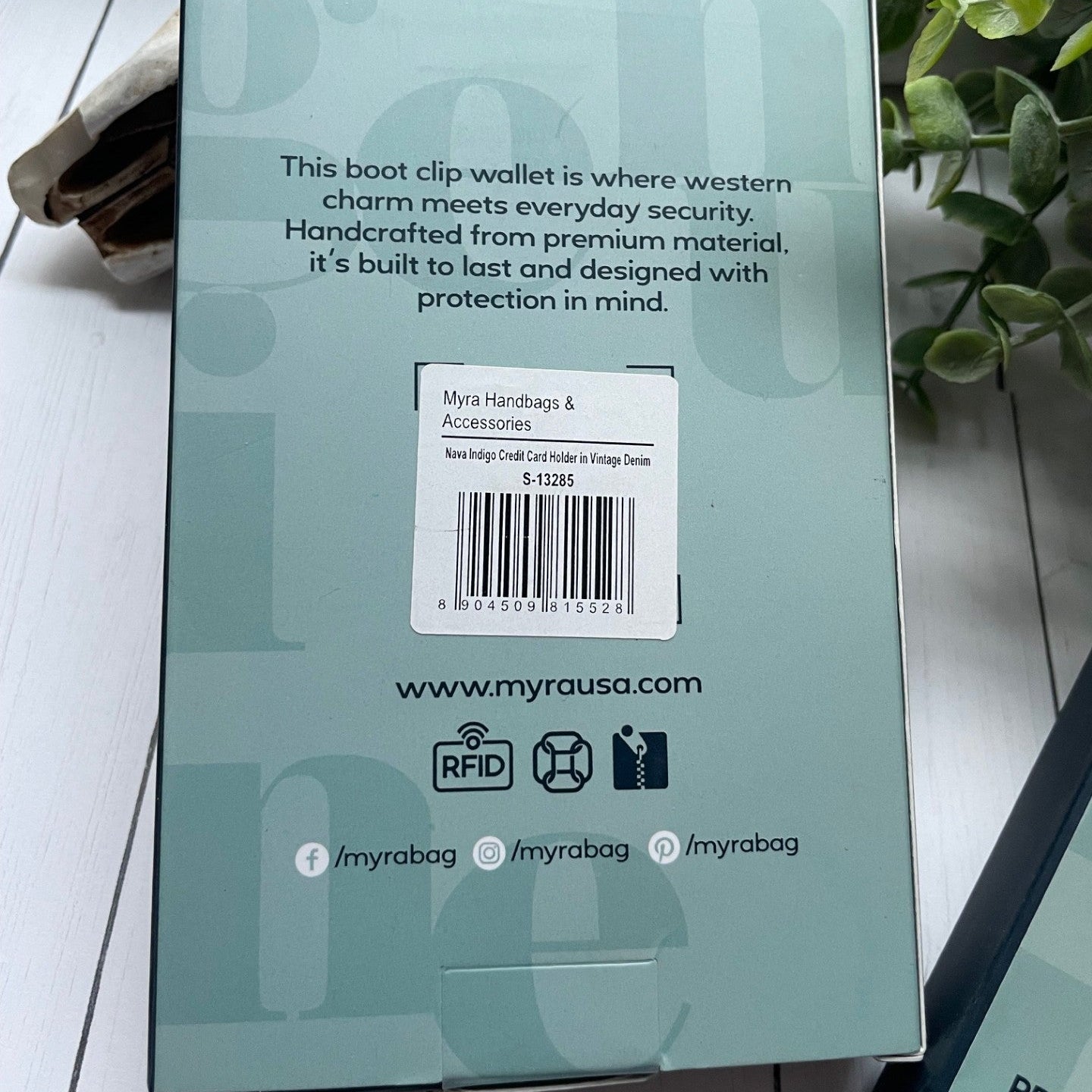 Back of a Myra USA product packaging with text and branding.