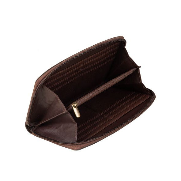 Brown leather wallet on a white background